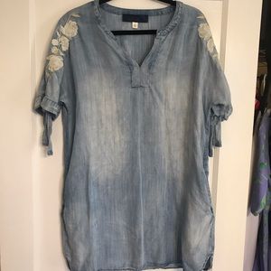 Blue Rain Distressed Denim Tunic